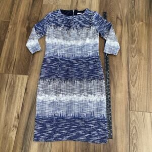 New York And Company Stretch Women’s M Knee Length Navy Blue And White Tweed